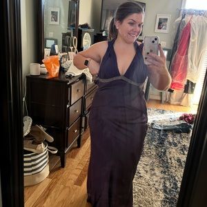 Beautiful purple, Mardi Gras gown, size 12, silky.